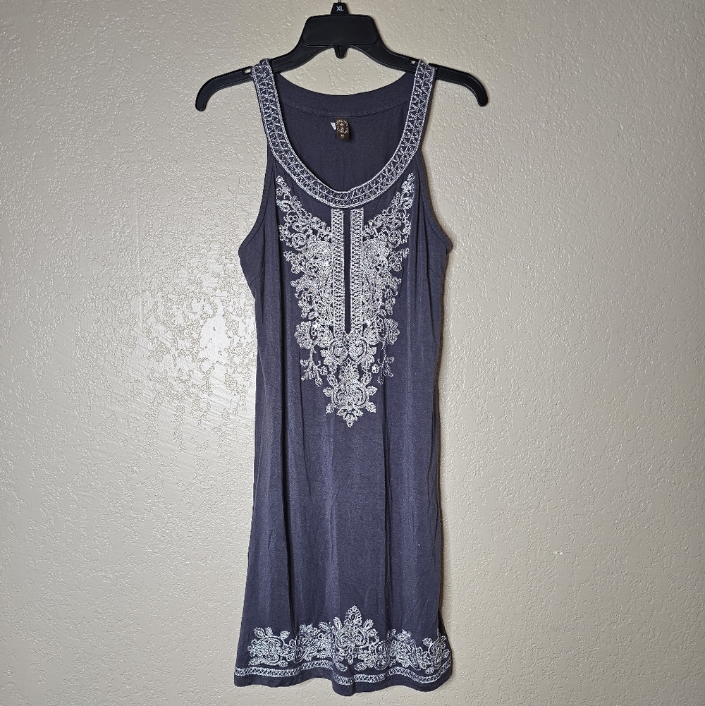 SIMISUE Embroidered Navy Blue Sleeveless Top Size XL